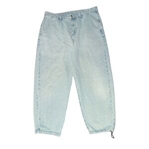 Vtg Y2K Inflation New Wave Street Culture Light Cropped Barrel Leg Jeans 34